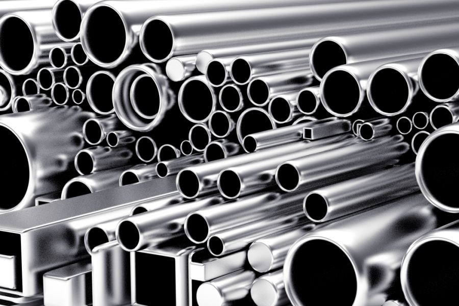 square and round aluminum tubing of various sizes