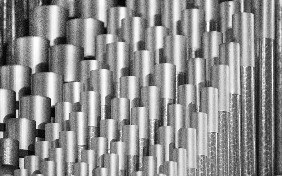 closeup of stainless steel tubes