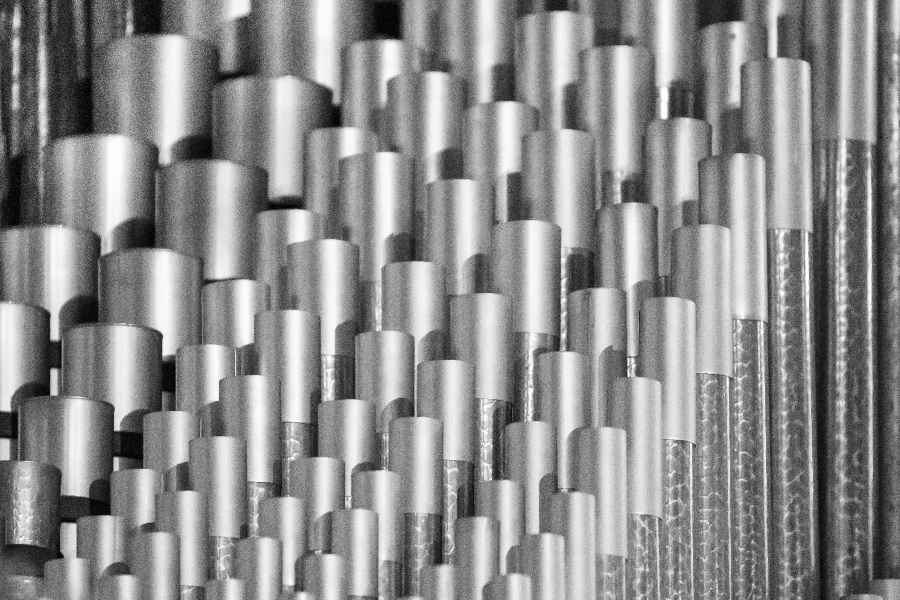 closeup of stainless steel tubes