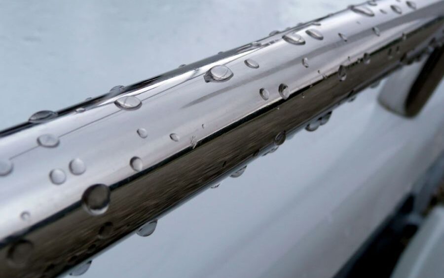 a stainless steel railing, exemplifying one of many products made from this metal